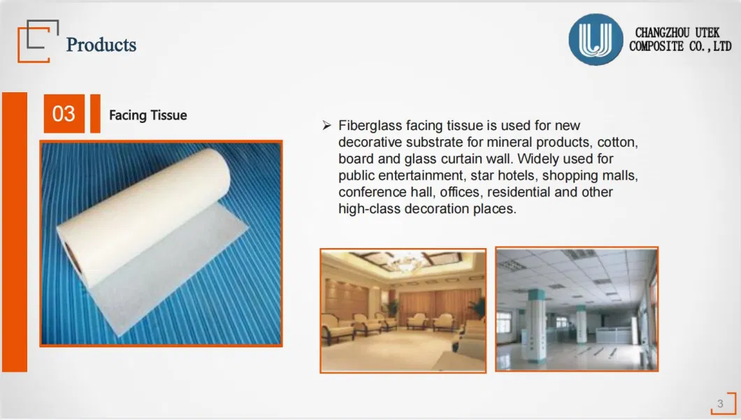 Fiberglass Surface Tissue Mat Glass Veil Thickness 0.6mm for Battery Separator Substrate